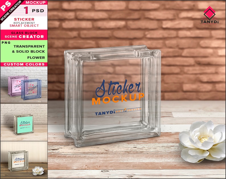 Decorative Glass Block Sticker Mockup Glass block Etsy