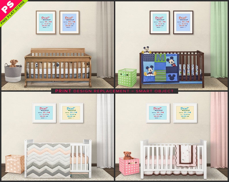 Download 11x14 Frame on Nursery Wall Photoshop Print Mockup 4 PNG | Etsy