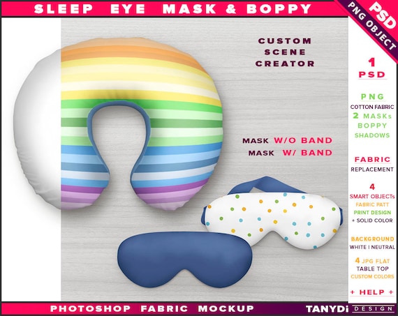 Sleep Eye Mask And Neck Pillow Boppy Photoshop Fabric Mockup Etsy