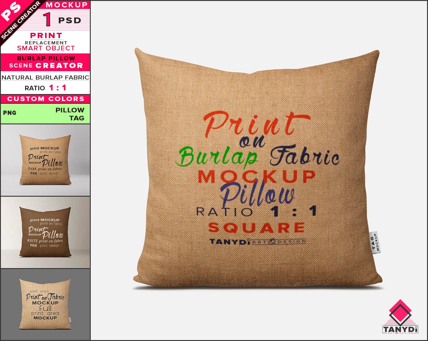 Download Square Decorative Pillow Photoshop Print Mockup Png Natural Etsy