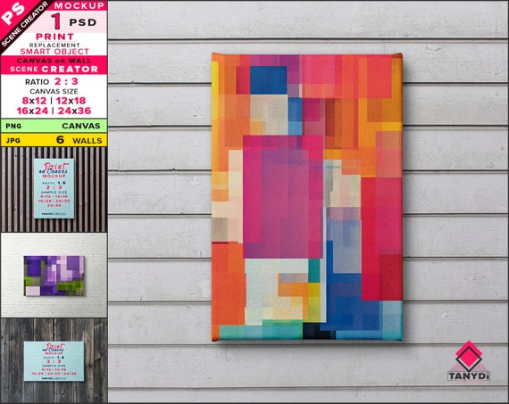 Stretched Canvas On Wall Photoshop Print Mockup 8x12 Etsy