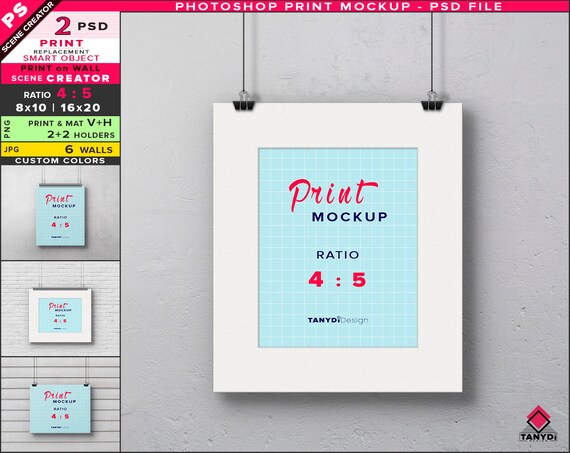 8x10 Poster On Wall Photoshop Print Mockup Vertical Etsy