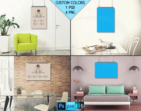 Download A1 A2 A3 A4 Portrait & Landscape Poster Mockup on Interior