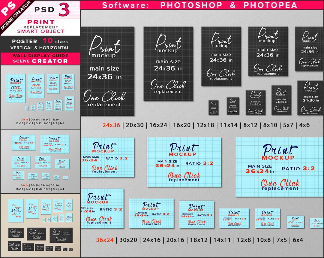 Wall Display Guide 24x36 20x30 16x24 16x20 12x18 11x14 8x12 - Etsy
