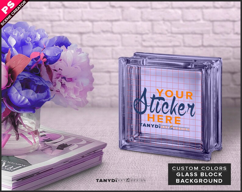 Decorative Glass Block Photoshop Sticker Mockup Block on | Etsy