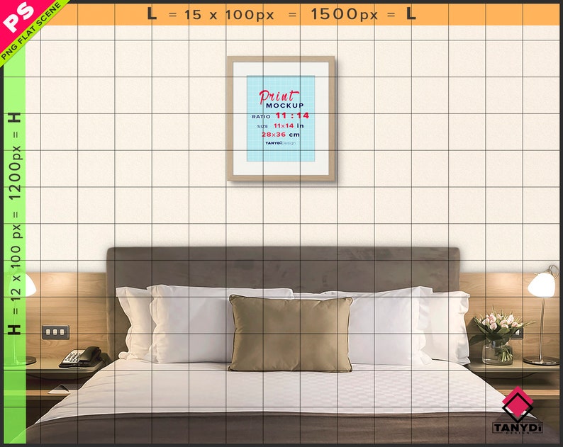 Download 11x14 Frame on Bedroom Wall Photoshop Print Mockup 4 PNG ...