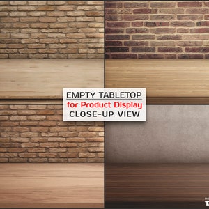 Empty Table Stage TS-1, Bundle of 8 JPG Scenes, Various Wooden Tabletops and Walls, Light and Dark Wood Counters, Product Display Scene image 3