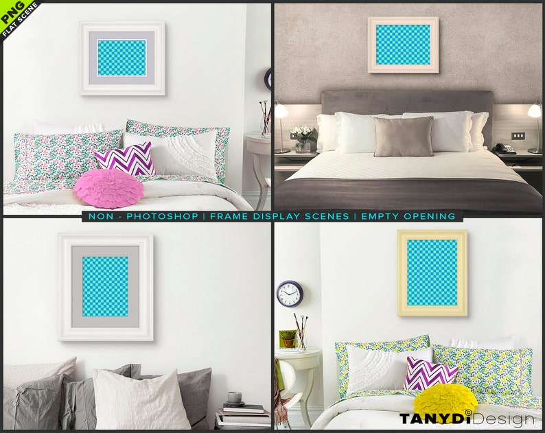 9x12 Blank Frame on Wall 8 PNG Interior scenes Mockup Bundle Etsy