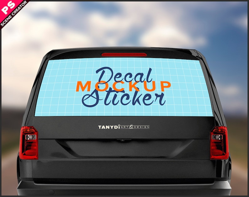 Download Decal on Black Car Rear Window Photoshop Sticker Mockup | Etsy