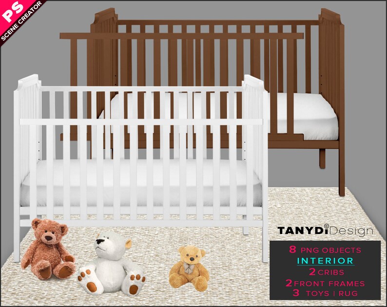 Crib Bedding Sheet Pillow Fabric Mockup PNG