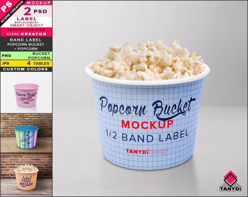 Download Popcorn Bucket Photoshop Label Mockup PNG White pot and | Etsy