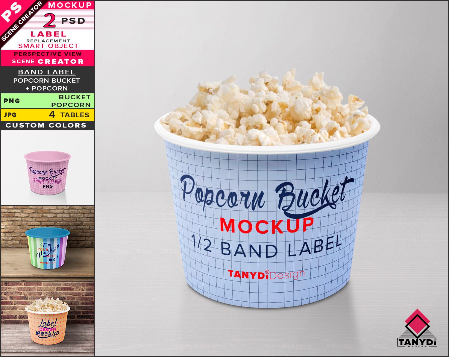 Download Popcorn Bucket Photoshop Label Mockup Png White Pot And Etsy