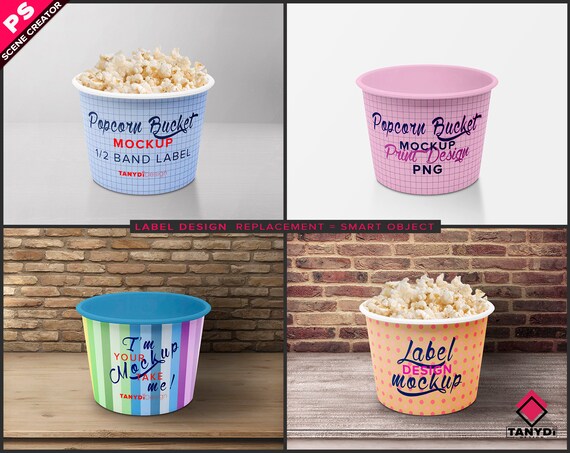 Download Popcorn Bucket Photoshop Label Mockup Png White Pot And Etsy