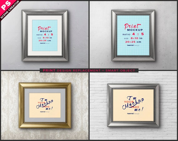 8x10 Frame On Wall Photoshop Print Mockup Vertical Etsy