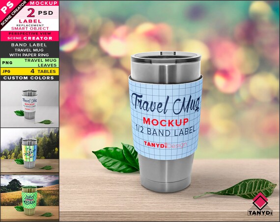 Download Travel Mug Photoshop Label Mockup Png Metal Thermo Mug With A Etsy