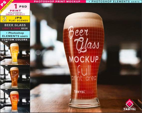 Download Beer Glass On Bar Table Photoshop Print Mockup Blank Tumbler Etsy