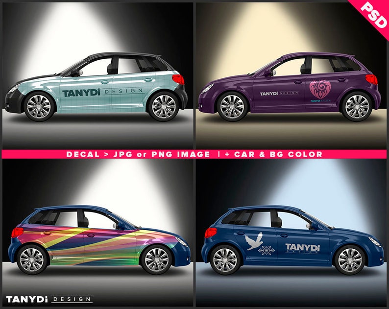 Download Car Stickers Photoshop Decal Mockup CD-1 Stickers on Left ...