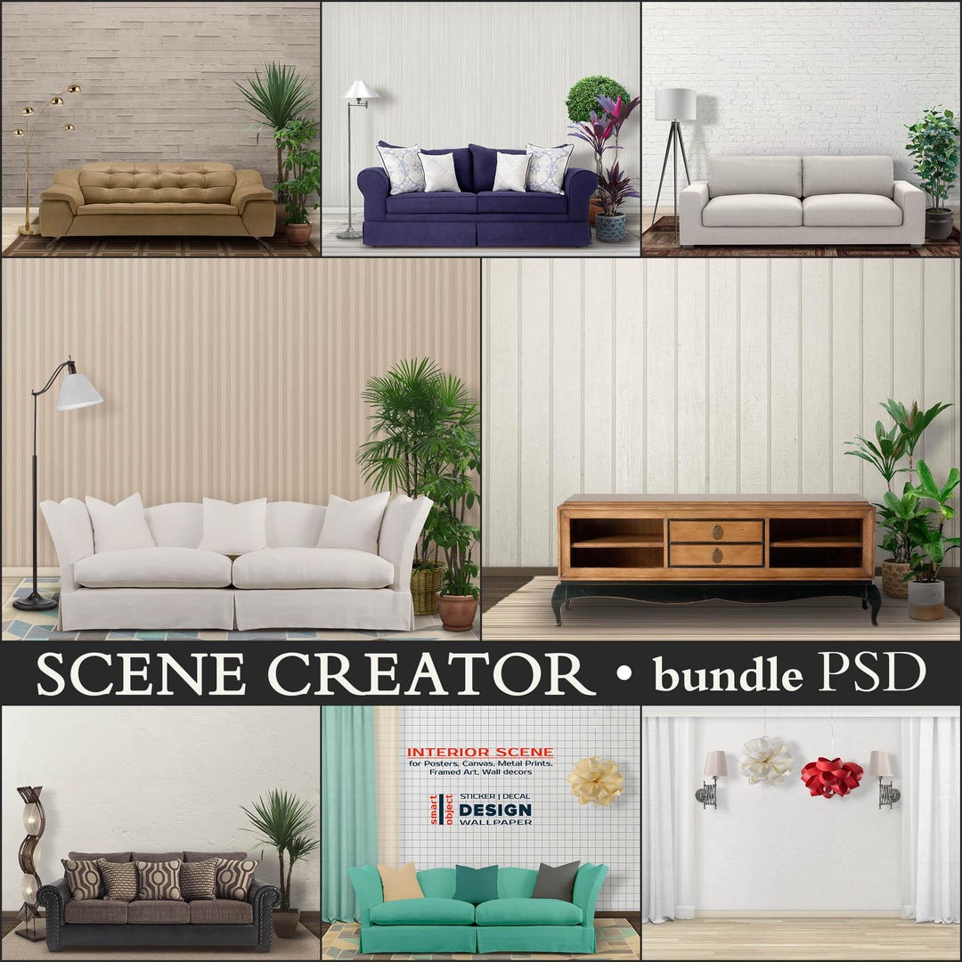 Living Room Interior, Custom Scene Creator Set-2, PNG Interior Objects ...