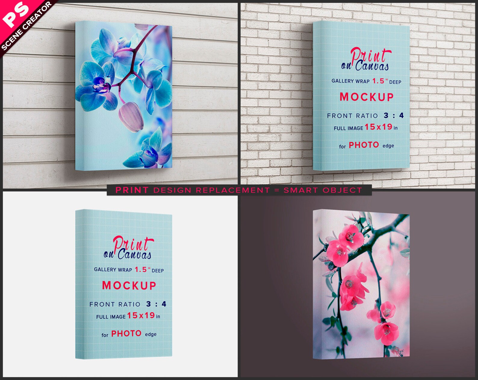 Gallery Wrap Canvas Print Mockup 12x16in 1.5