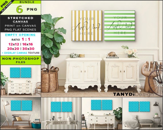 Blank Stretched Canvas On Wall 6 Png Interior Scenes Mockup Etsy