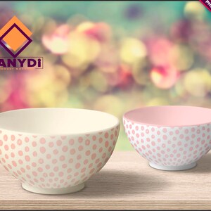 Bowl Photoshop Print Mockup, Cereal Bowl on Fabric Wood Table Top, Custom Scene Creator B2-0, Bowl set on table, Smart object Custom color image 6