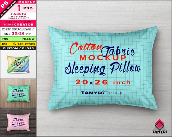Sleeping Pillow 20x26 Photoshop Fabric Mockup Png White Etsy