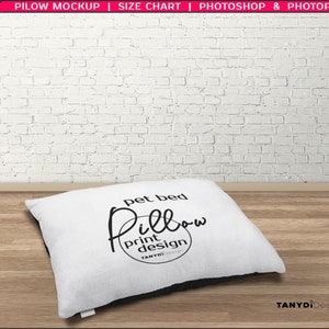 May include: White pet bed pillow with black text that reads "pet bed Pillow print design TANYDI Design".