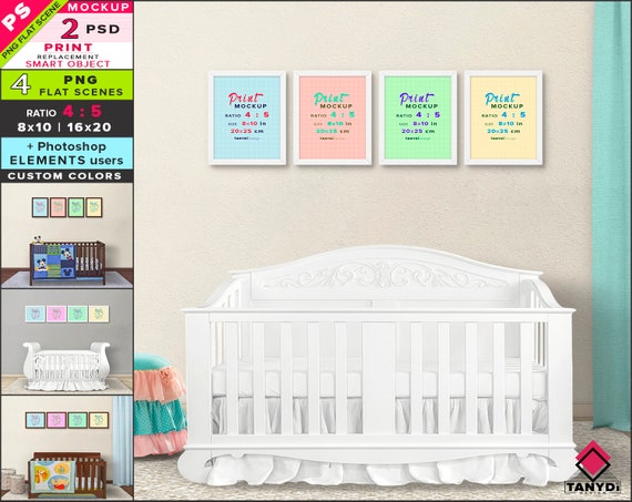 8x10 Frame On Nursery Wall Photoshop Print Mockup 4 Png Etsy