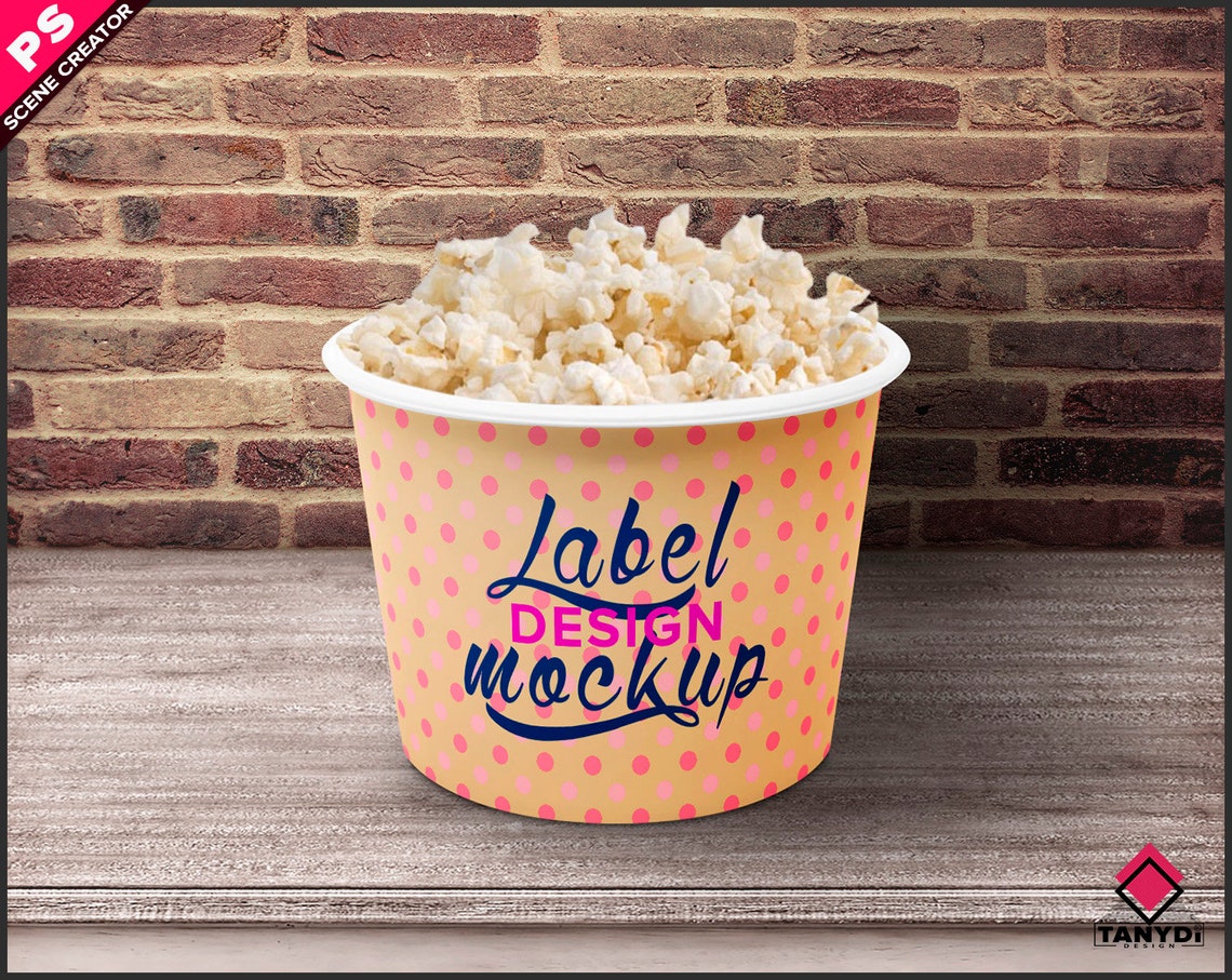 Popcorn Bucket Photoshop Label Mockup PNG White pot and | Etsy