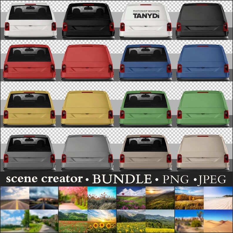 Bundle of PNG & JPEG Backside Cars, Sticker Display Custom Scene ...