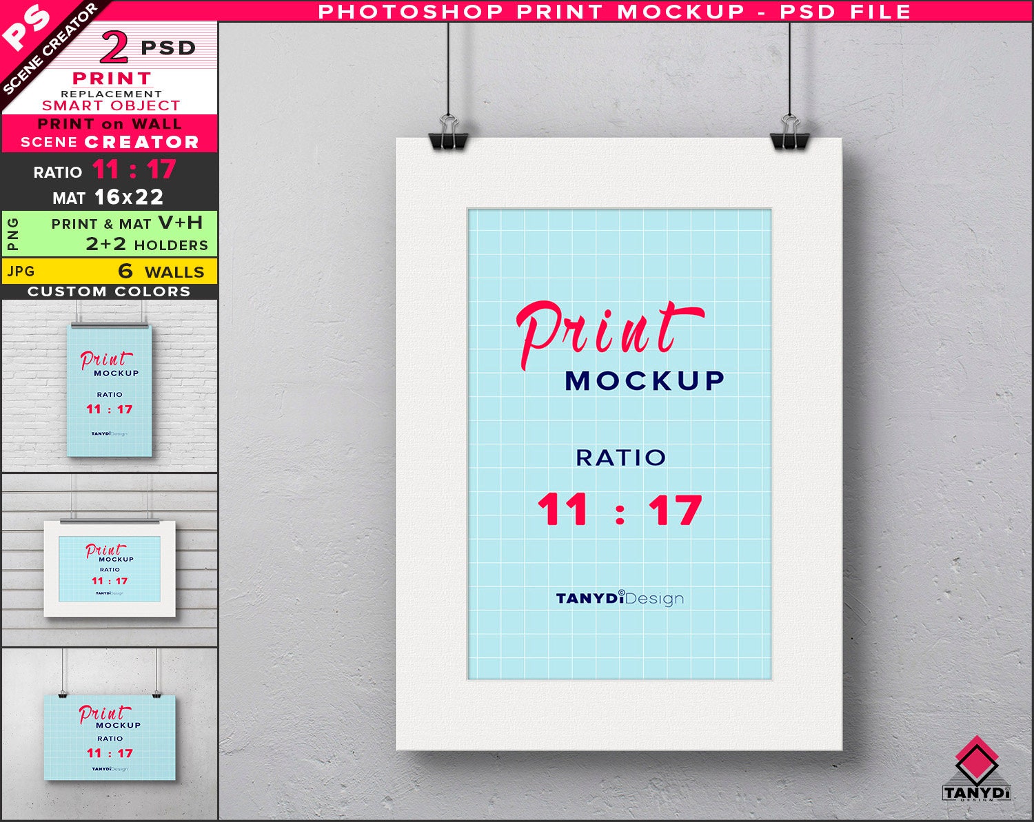 Download 11x17 Poster On Wall Photoshop Print Mockup Vertical Etsy