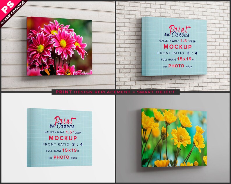 Download Gallery Wrap Canvas Photoshop Print Mockup 12x16in 1.5 ...
