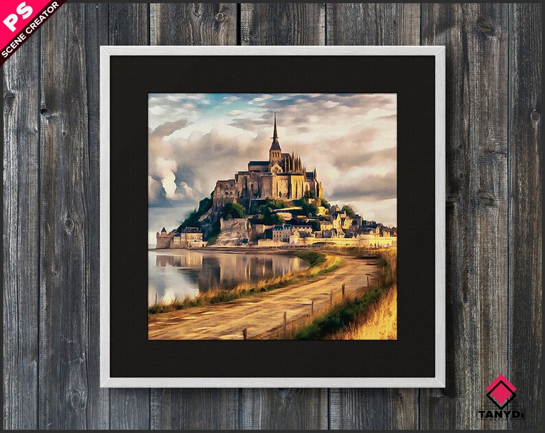 Download Square Frame on Wall Photoshop Print Mockup PNG Wood frame ...