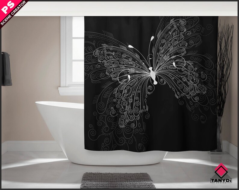 Download Square Bathroom Shower Curtain Photoshop Curtain Mockup | Etsy