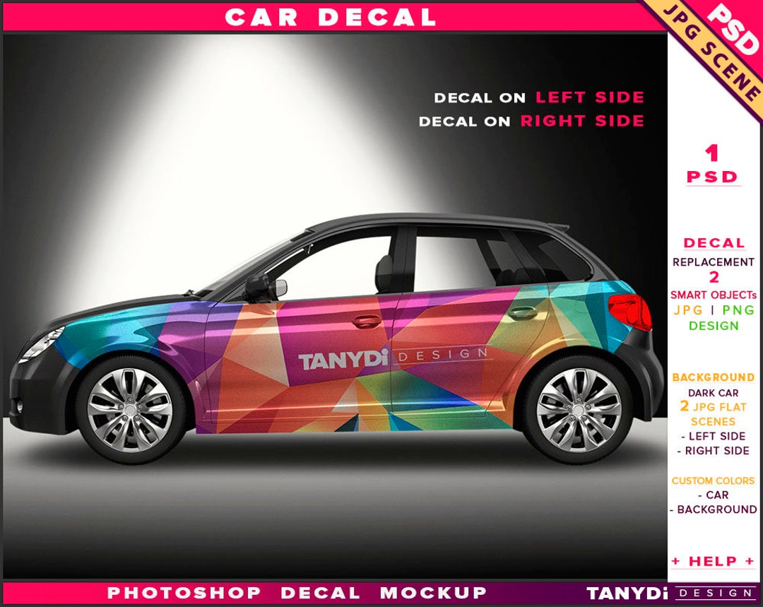 Car Stickers Decal Mockup CD1 Stickers on Left and Etsy