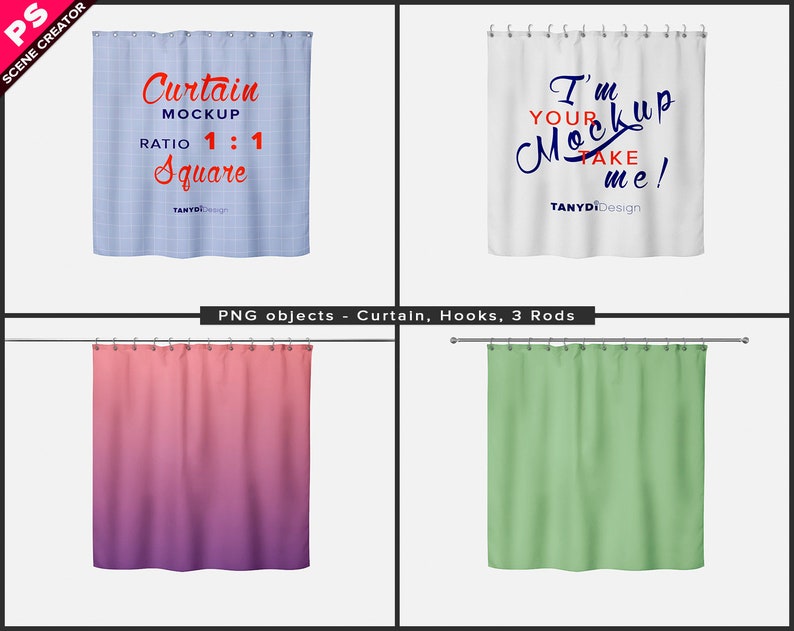 Download Square Bathroom Shower Curtain Photoshop Curtain Mockup | Etsy