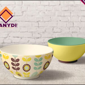 Bowl Photoshop Print Mockup, Cereal Bowl on Fabric Wood Table Top, Custom Scene Creator B2-0, Bowl set on table, Smart object Custom color image 7