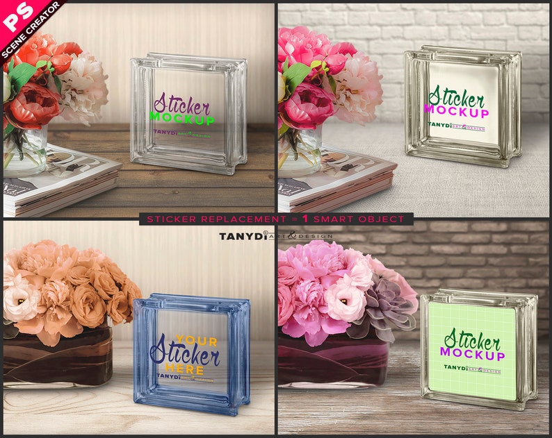 Decorative Glass Block Sticker Mockup Block on Etsy