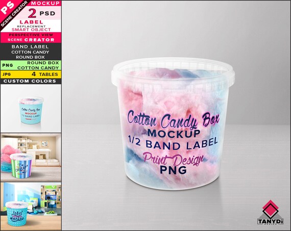 Download Cotton Candy Round Plastic Box Photoshop Label Mockup Etsy