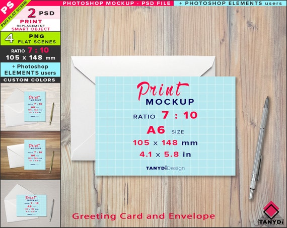 A6 Greeting Card 105x148mm Photoshop Print Mockup D 0 Empty Etsy