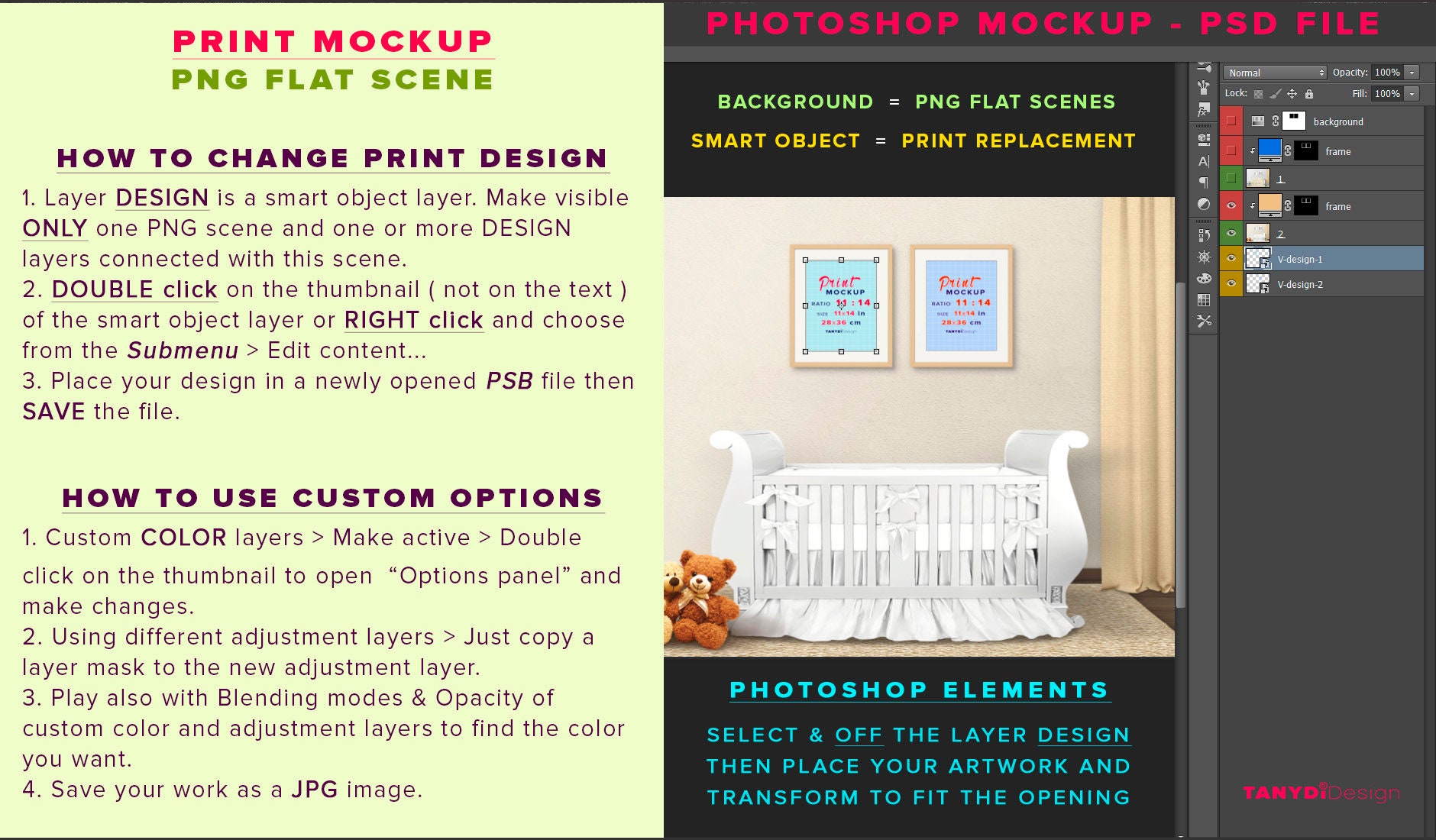 Download 11x14 Frame on Nursery Wall Photoshop Print Mockup 4 PNG | Etsy