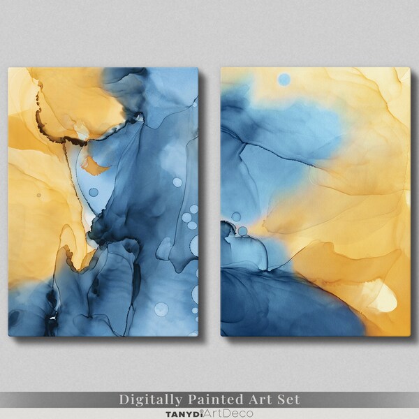 Yellow Modern Art Etsy