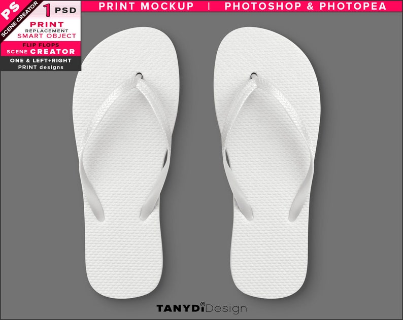 Flip Flops Print Mockup Template Left &amp; Right Summer Shoes - Etsy