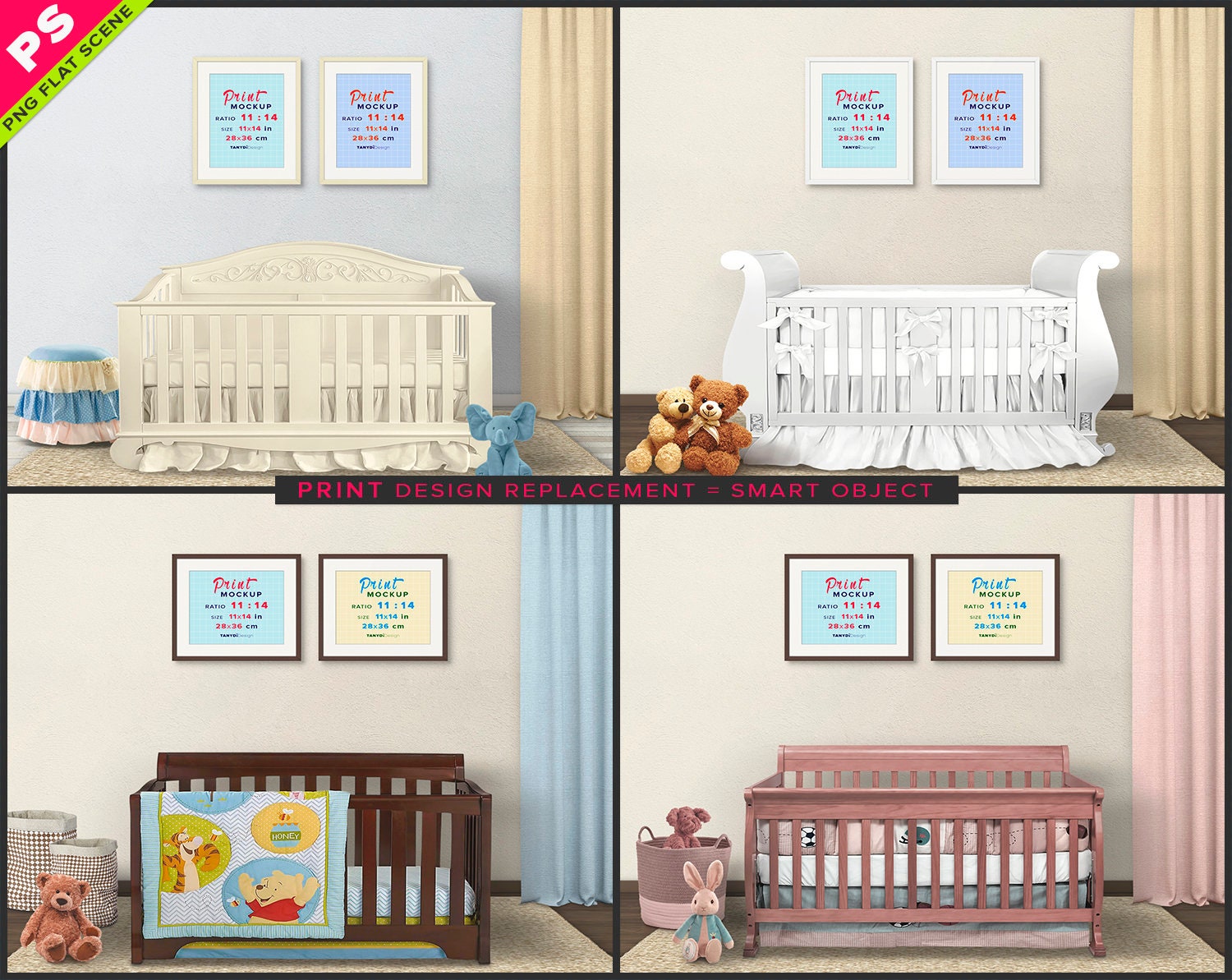 Download 11x14 Frame on Nursery Wall Photoshop Print Mockup 4 PNG | Etsy