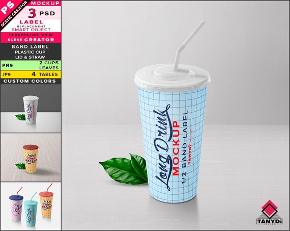 Download Long Drink Plastic Cup Photoshop Label Mockup Png White Etsy