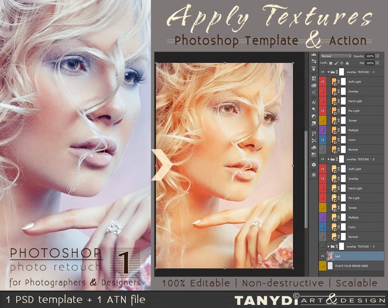 Apply Textures Template & Action 8 Different Etsy