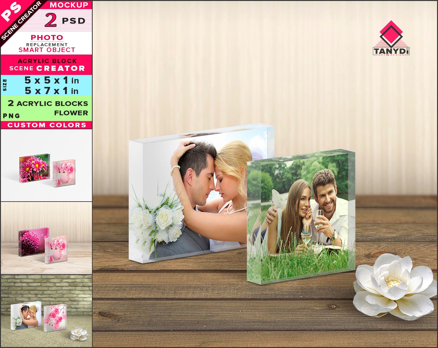 Download Acrylic Photo Block 5x5x1 And 5x7x1 Photoshop Photo Mockup Etsy