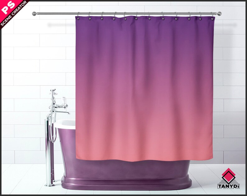 Square Bathroom Shower Curtain Photoshop Curtain Mockup | Etsy