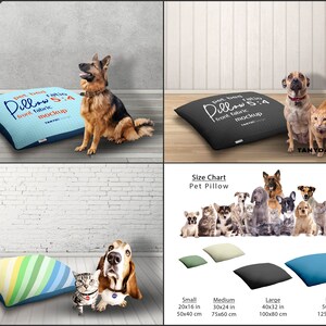 Pet Bed Large Medium Small Pillow, Dogs & Cats, 40x50in 100x125cm Pet Cushion, Size Chart, Photoshop Photopea Mockup, Scene creator PP2-54 image 2