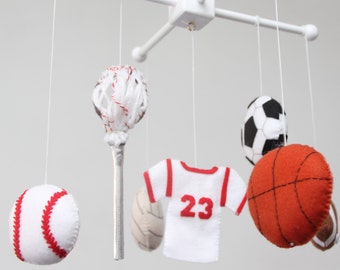 Sports Baby Crib mobile,basketball,volleyball,baseball,lacrosse stick,Custom Order-Sports-Your Own Football Team Design